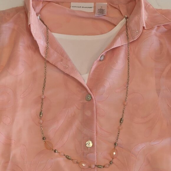 NEW Alfred Dunner Sz 10 3 piece Women's Top Peach Embroidered Sheer 3/4 Sleeves - Picture 4 of 10